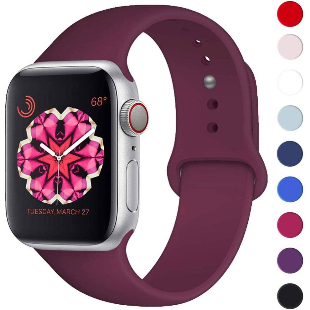 (purple, 40/38mm M/L) TECHGEAR Watch Band Compatible with Apple Watch 40mm / 38mm Soft Silicone Classic Sport Replacement Watch Band for Series: 8 7 6-image-OPC-PBDVD6B-NEW