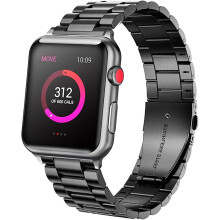 (Black, 44mm / 42mm) TECHGEAR Watch Band for Apple Watch 38mm / 40mm / 41mm Stainless Steel Link Bracelet Watch Strap Metal Clasp for Series 8 7 6 5 4 3 2 1 SE