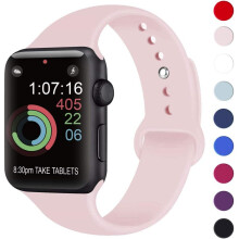 (pink, 40/38mm S/M) TECHGEAR Watch Band Compatible with Apple Watch 40mm / 38mm Soft Silicone Classic Sport Replacement Watch Band for Series: 8 7 6 5 4 3 2 1.