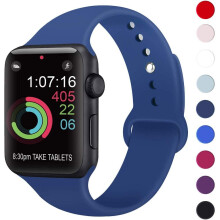 (blue, 40/38mm M/L) TECHGEAR Watch Band Compatible with Apple Watch 40mm / 38mm Soft Silicone Classic Sport Replacement Watch Band for Series: 8 7 6 5 4 3 2 1.
