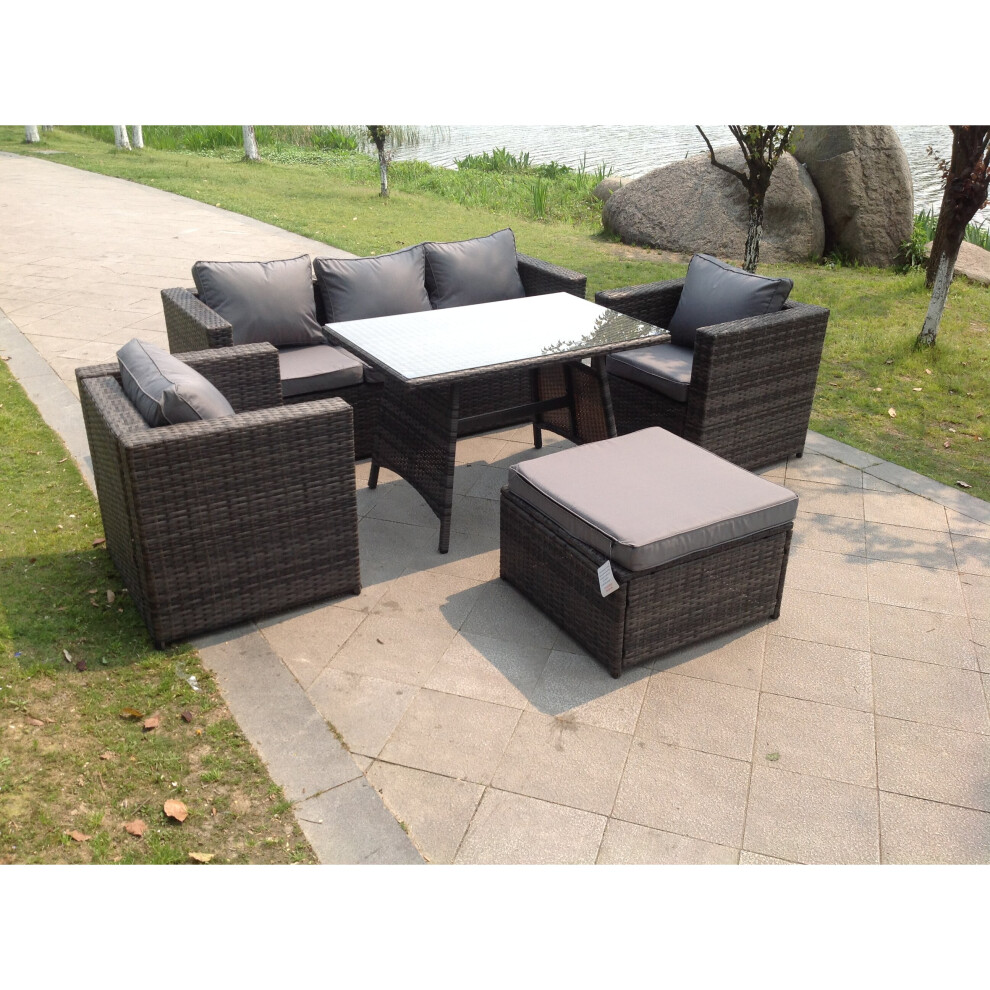Fimous Lounge Rattan Sofa Dining Table Set Garden Furniture Outdoor