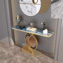 (Rich Abstract Jade Blue Texture) Luxury Hallway Marble Console Table Sintered Stone