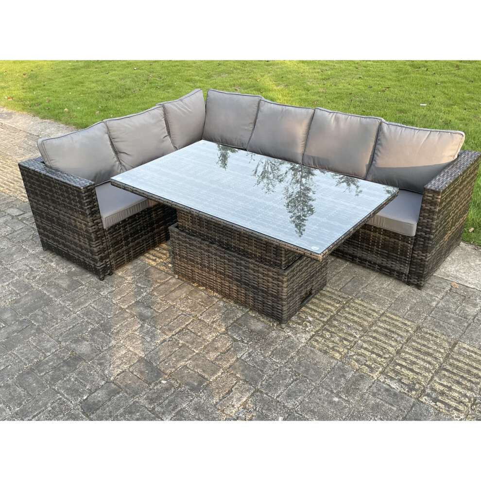 Fimous 6 Seater PE Rattan Corner Sofa Set Garden furniture