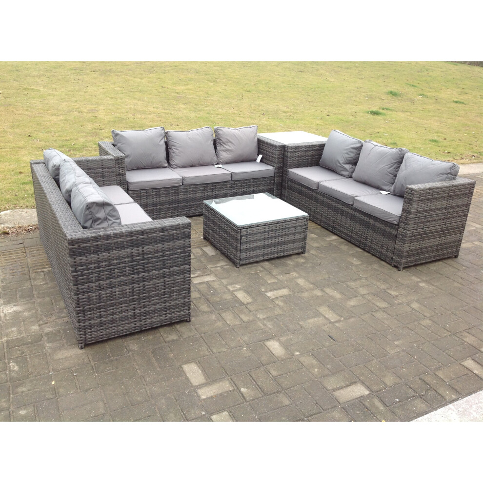 Fimous 9 Seater U Shape Rattan Garden Furniture Set Patio Outdoor