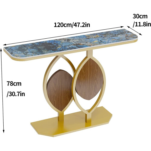 (Rich Abstract Jade Blue Texture) Luxury Hallway Marble Console Table Sintered Stone 1