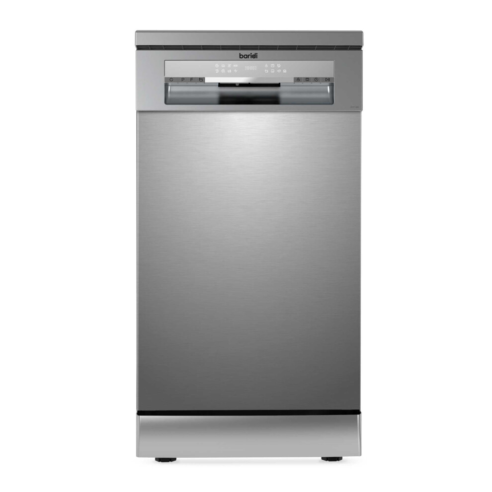 Baridi 45cm Slimline Freestanding Dishwasher, 10 Place Settings, 8 Programs, LED Display, Silver - DH166