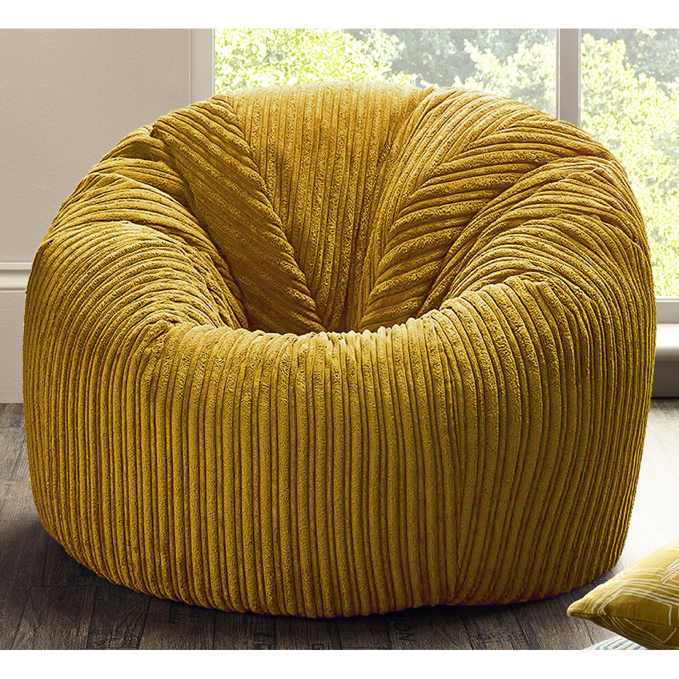 (Mustard, NO) Childrens Jumbo Cord Beanbag Chair Cord Beanbags Plush Jumbo Cord Bean bags Ready Filled