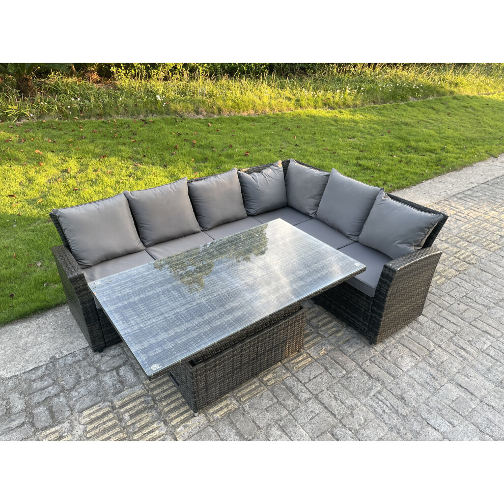 Fimous Pe Rattan Corner Garden Furniture High Back Sofa Set