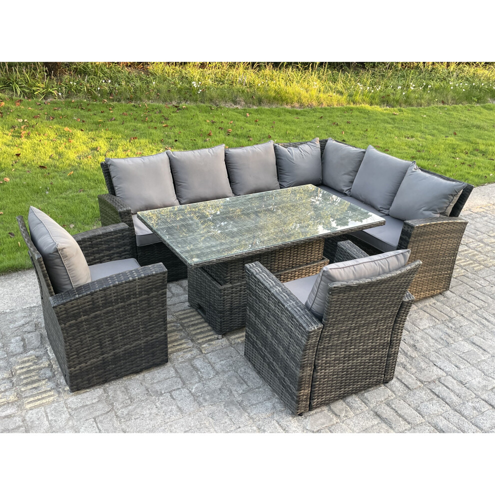 Fimous High Back PE Rattan Corner Sofa Set Garden Furniture Chair