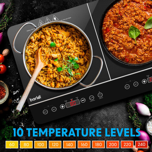 Dellonda Baridi Portable Induction Hob: Two Zone, 2800W, 10 Power Settings, Timer Function, Black - DH146 2