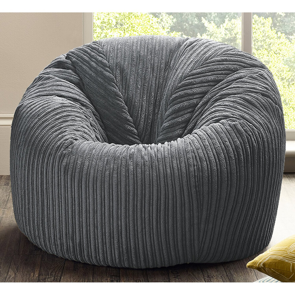 (Grey) Childrens Jumbo Cord Beanbag Chair Cord Beanbags Plush Jumbo Cord Bean bags Ready Filled