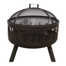 Deluxe Firepit, Fireplace, Outdoor Patio Heater with Cooking Grill, Safety Screen & Poker - DG117