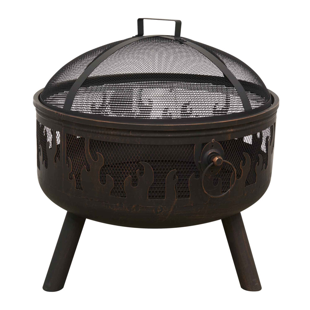 Dellonda Deluxe Firepit, Fireplace, Outdoor Patio Heater With Cooking Grill, Safety Screen & Poker - Dg117