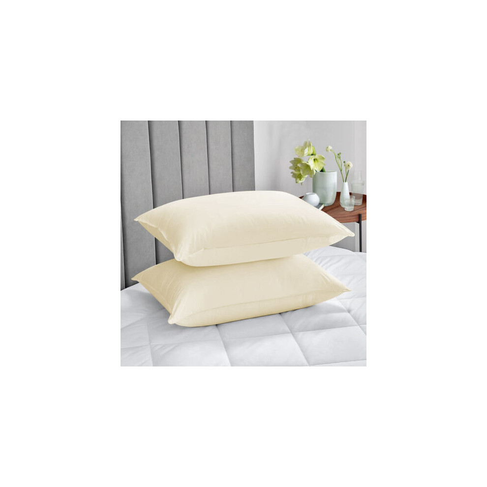 (Pillow Case Only, Cream) Fitted Bed Sheets Poly Cotton Single Double King