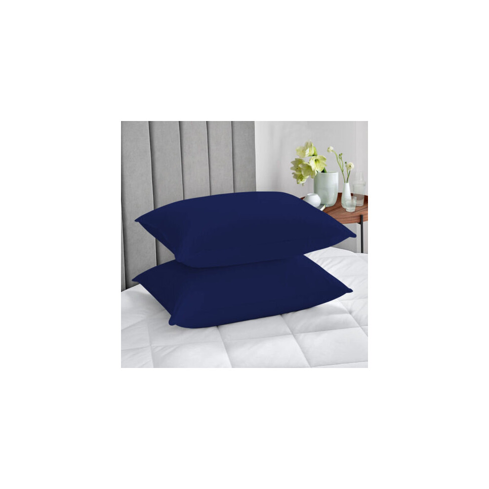 (Pillow Case Only, Blue) Fitted Bed Sheets Poly Cotton Single Double King