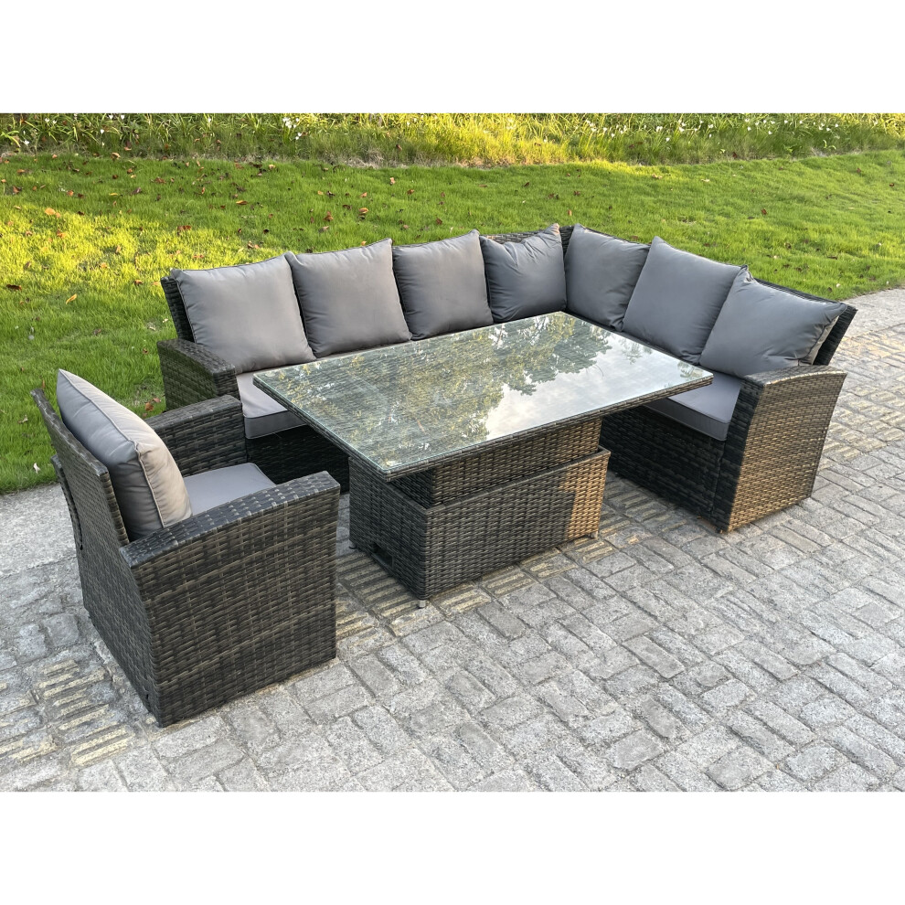 Fimous High Back PE Rattan Corner Sofa Set Garden Furniture