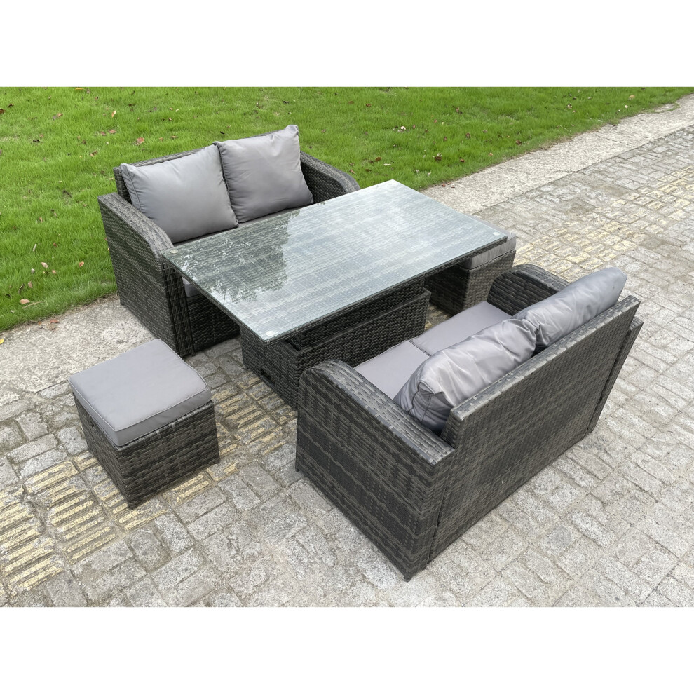 Fimous PE Rattan Garden Furniture Sofa Set Dining Table Loveseat