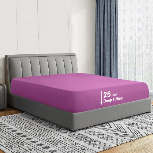 Imperial Rooms (Double, Purple) Fitted Bed Sheets Poly Cotton Single Double King