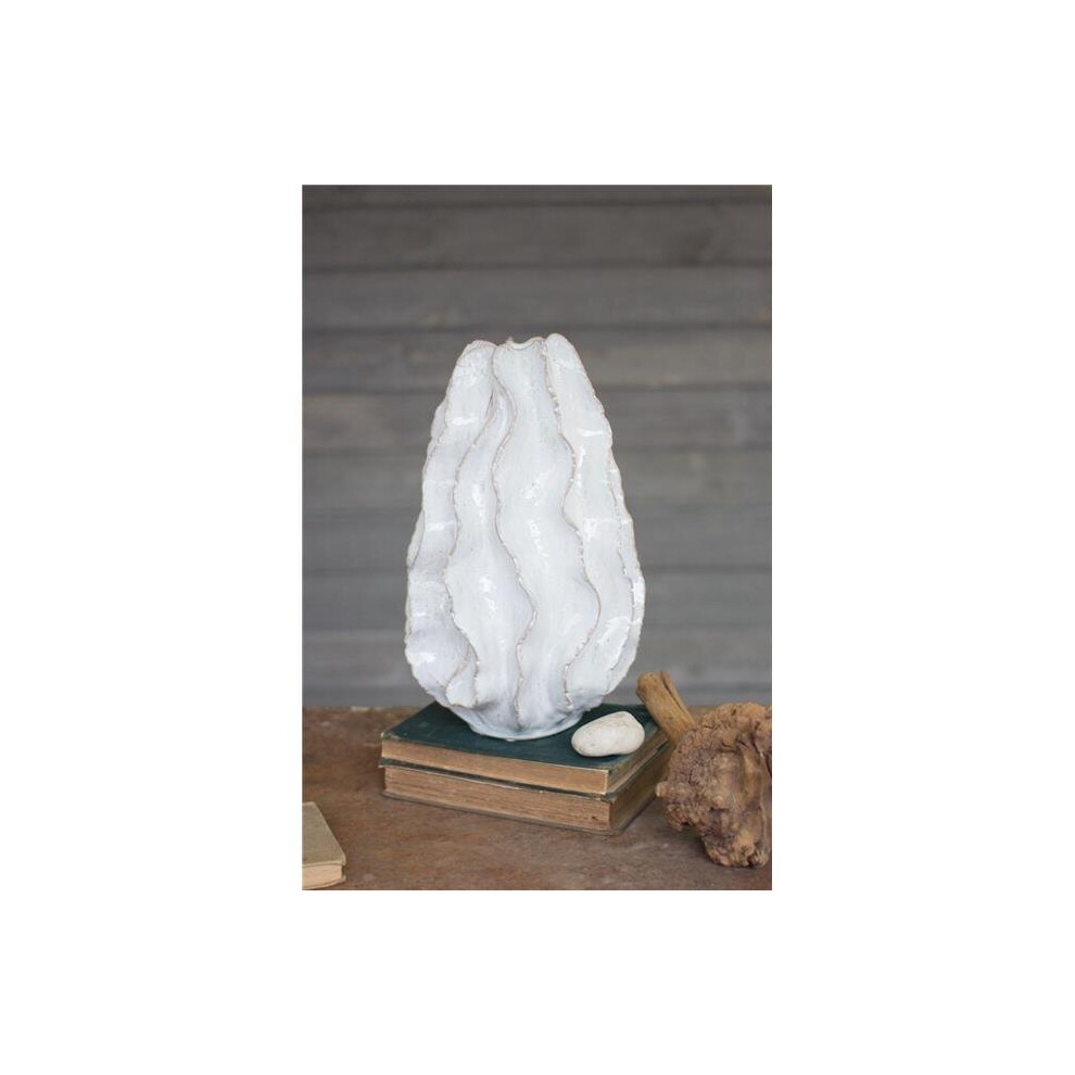 Kalalou CHN1140 Ceramic Ruffle Vase, White - Large