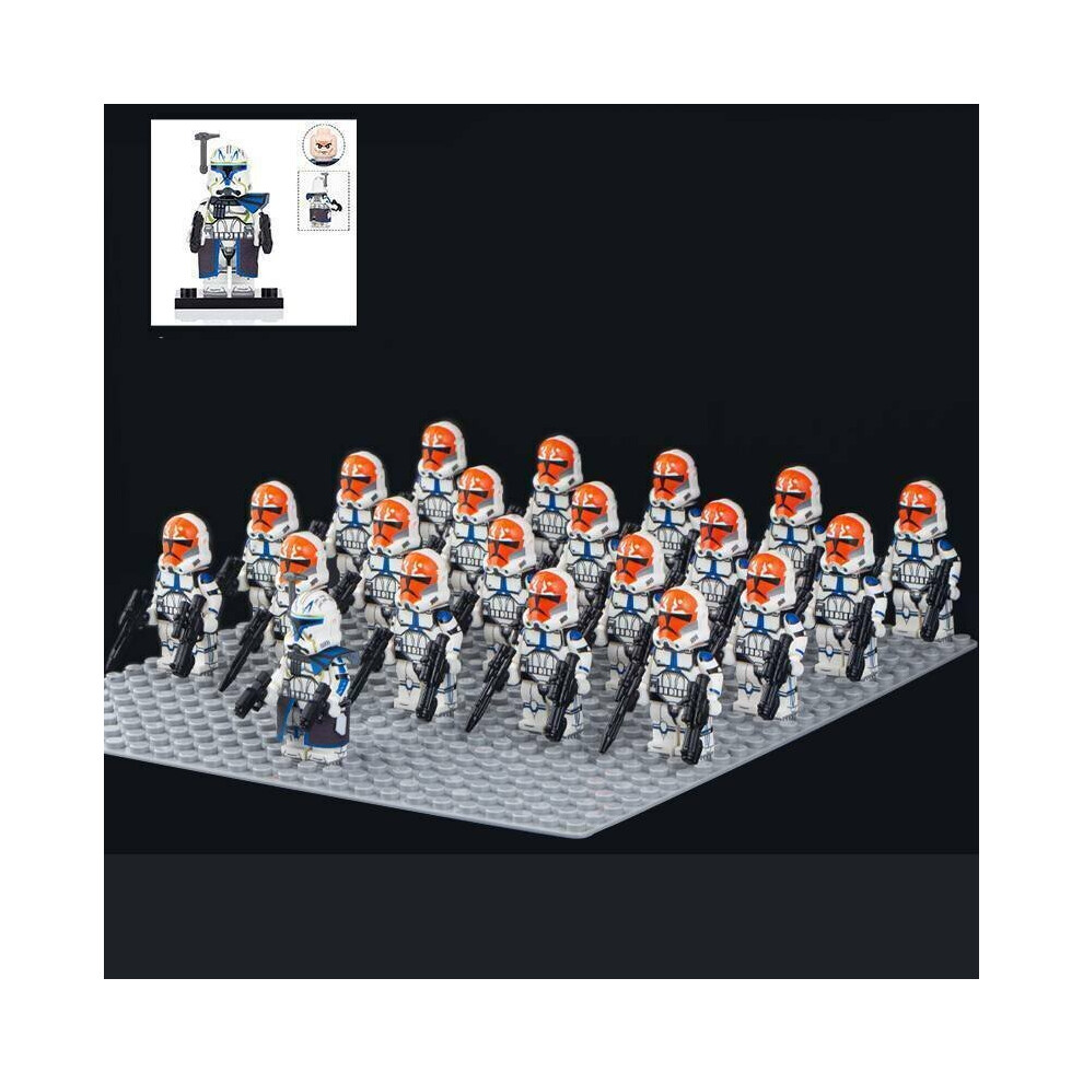 (Rex 332nd) 21pcs/set Fit Lego Star Wars Rex 332nd 501st Clone Troopers Kids Gifts Toys Base Plate Included