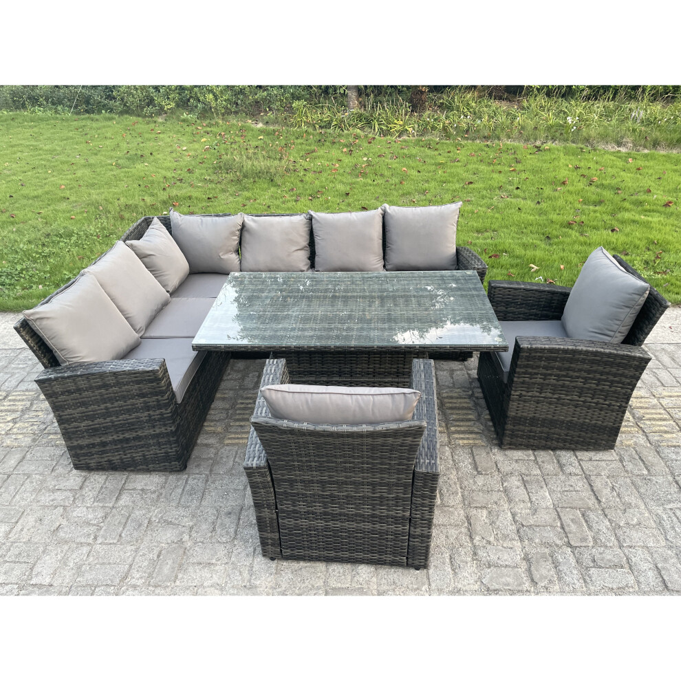 Fimous High Back PE Rattan Corner Sofa Garden Furniture Armchair