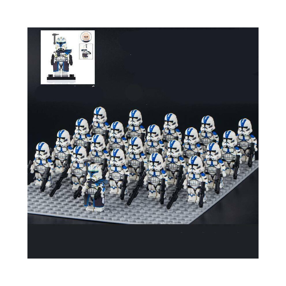 (Rex 501st) 21pcs/set Fit Lego Star Wars Rex 332nd 501st Clone Troopers Kids Gifts Toys Base Plate Included