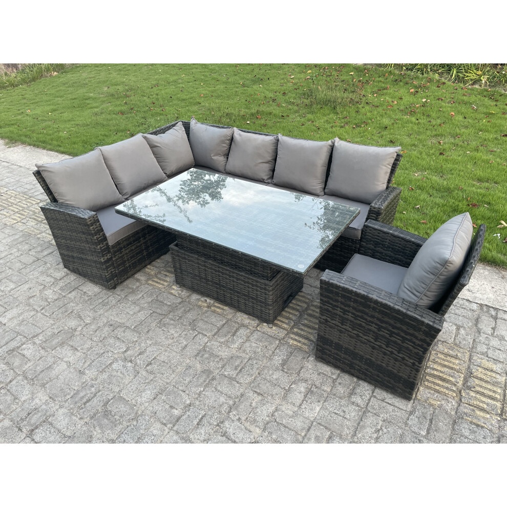 Fimous High Back PE Rattan Corner Sofa Set Garden Furnituret Chair