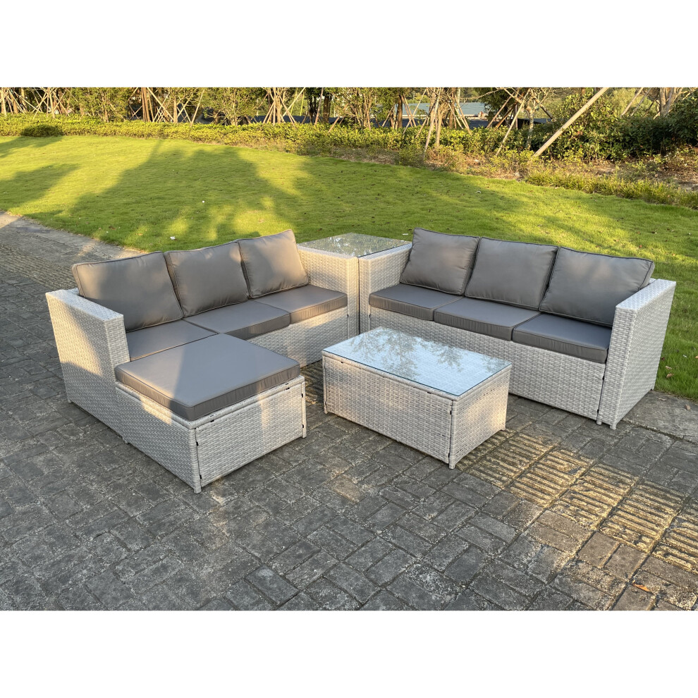 Fimous Light Grey Outdoor Rattan Garden Furniture Set Lounge Sofa Set