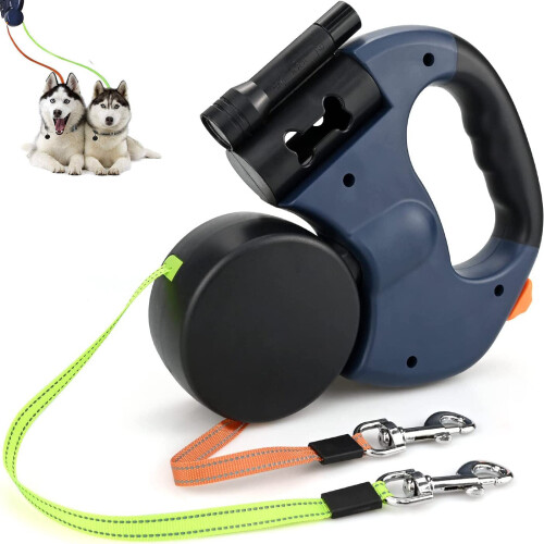 Double Retractable Dog Lead Extendable with Non Slip Handle Dog Lead on OnBuy