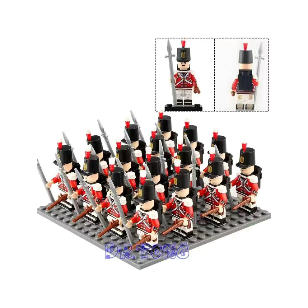 (British Bagpiper) 16Pcs Military Minifigures Napoleon British Army French Army Italian Soldiers Cavalry Infantry Bombardier Puzzle Building Block Toy