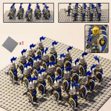 (Reloaded Blue Lion Knight) 21PCS of Medieval Ancient Legion Castle Minifigures Scene Battle Soldiers Knights Assembly Blocks Toys