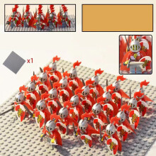 (Kingdom Red Lion Helmed Knight) 21PCS of Medieval Ancient Legion Castle Minifigures Scene Battle Soldiers Knights Assembly Blocks Toys