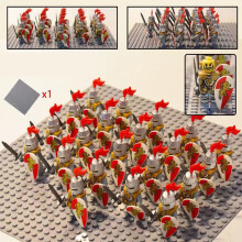 (Kingdom Red Lion Knight) 21PCS of Medieval Ancient Legion Castle Minifigures Scene Battle Soldiers Knights Assembly Blocks Toys