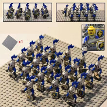 (Blue lion country helmet knight) 21PCS of Medieval Ancient Legion Castle Minifigures Scene Battle Soldiers Knights Assembly Blocks Toys
