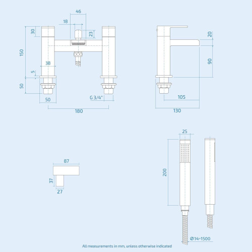 Chrome Waterfall Basin & Bath Shower Mixer Tap Pack Including Bath Waste 2
