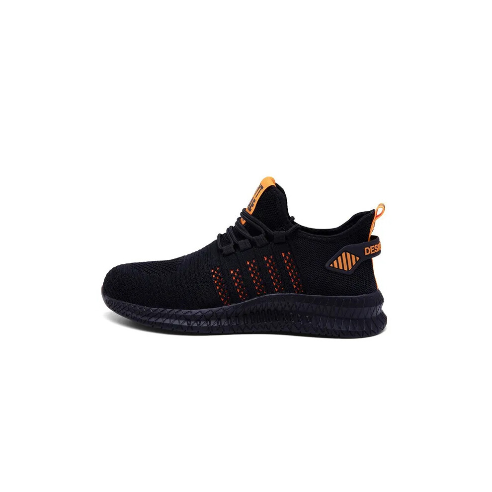 (Black Orange, EU44) Steel Toe Cap Work Safety Hiking Trainers Shoes
