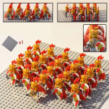 (Kingdom Red Lion High Knight) 21PCS of Medieval Ancient Legion Castle Minifigures Scene Battle Soldiers Knights Assembly Blocks Toys
