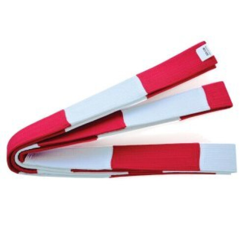 (300) PLAYWELL MASTERS DELUXE INSTRUCTOR DAN BLOCK BELT - RED/WHITE
