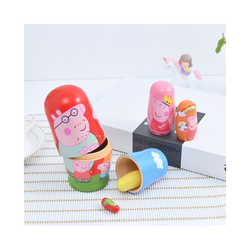 6 Layer Pig Matryoshka Russian Creative Gift Toy Hand Painted  Decoration