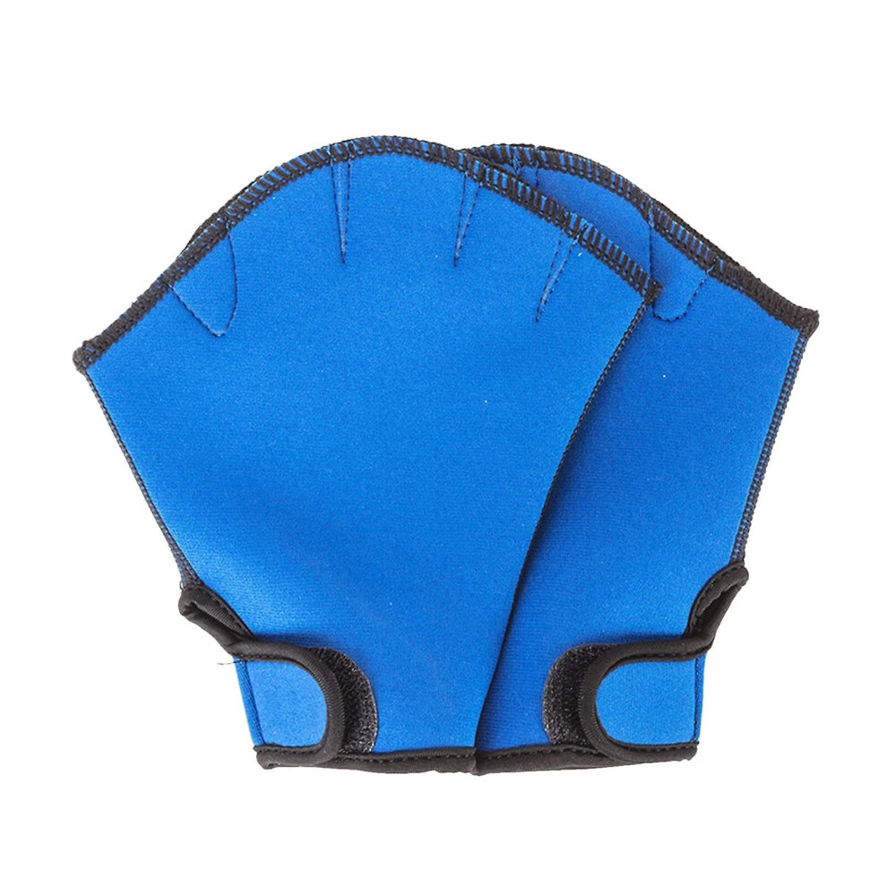 (Blue, S) Webbed Swimming Gloves Fingerless Nylon Scuba Gloves For Diving Surfing