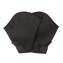 (Black, L) Webbed Swimming Gloves Fingerless Nylon Scuba Gloves For Diving Surfing