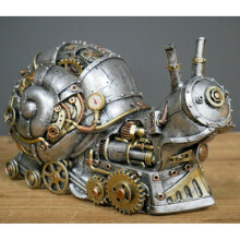 ( Steampunk Snail) Steampunk Animal Industrial Silver Gothic Daschund Sausage Dog Table Ornament