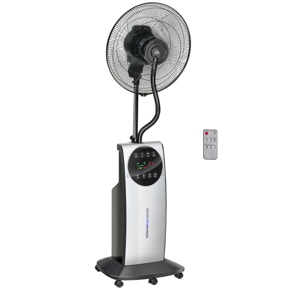 Homcom Pedestal Fan With Water Mist Spray Fan W/ 3.1L Water Tank Black