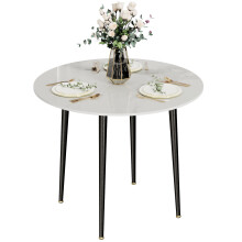 (White) Round Kitchen Dining Table No Chair Coffee Table