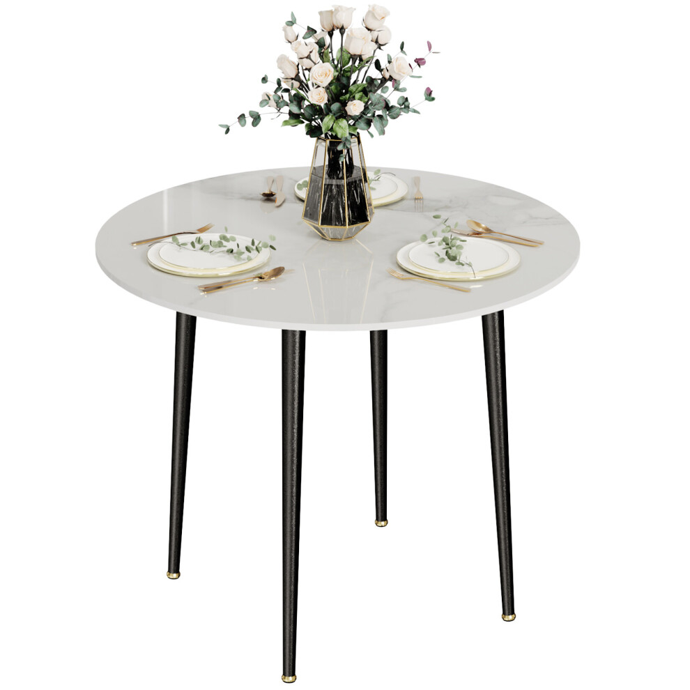 (White) Round Kitchen Dining Table No Chair Coffee Table