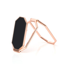 (Rose Gold) Phone Holder Ring Foldable Magnetic Metal Finger Ring Stand With Double Ring Grip