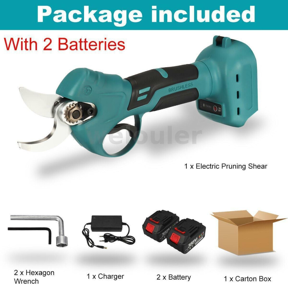 Srj Star ( Mit 2 Batterie) 3000W Electric Cordless Pruning Shears Scissor Cutter Pruner For Makita 18V Blue