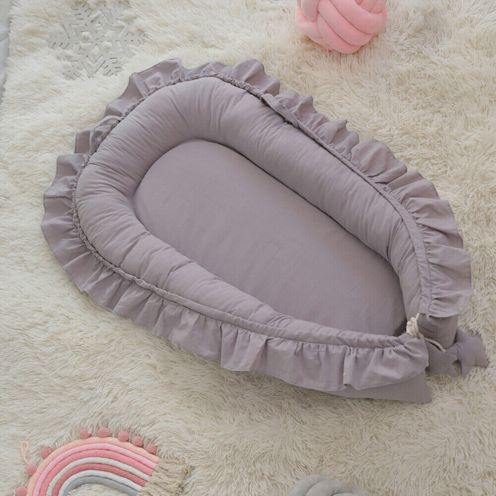 (  Grey) Newborn Baby Pod Nest Ruffle Cocoon Bed Sleep Cushion Sleeping Mat