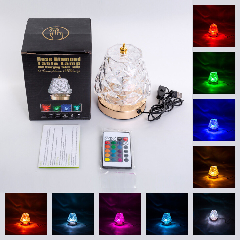 USB LED LED Crystal Table Lamp Rotating Water Ripple Night Light