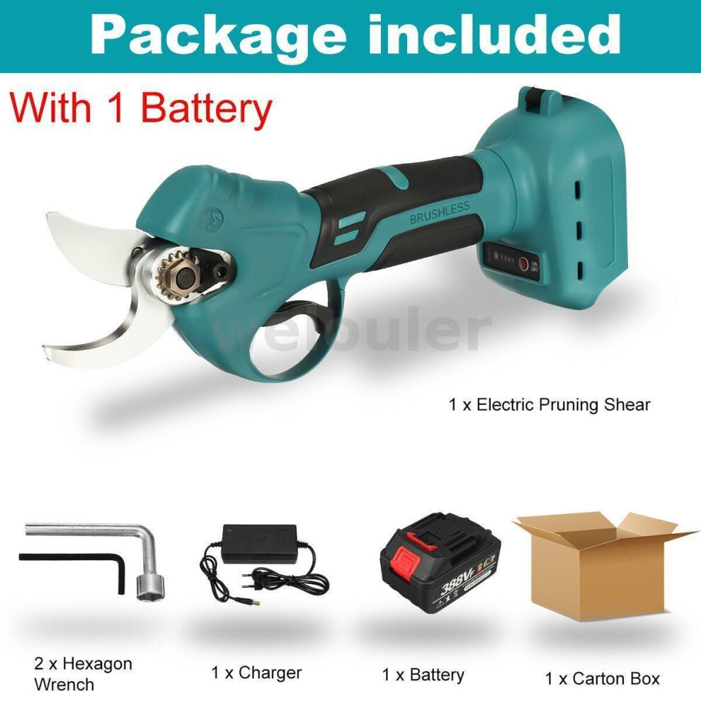 (  Mit 1 Batterie) 3000W Electric Cordless Pruning Shears Scissor Cutter Pruner For Makita 18V